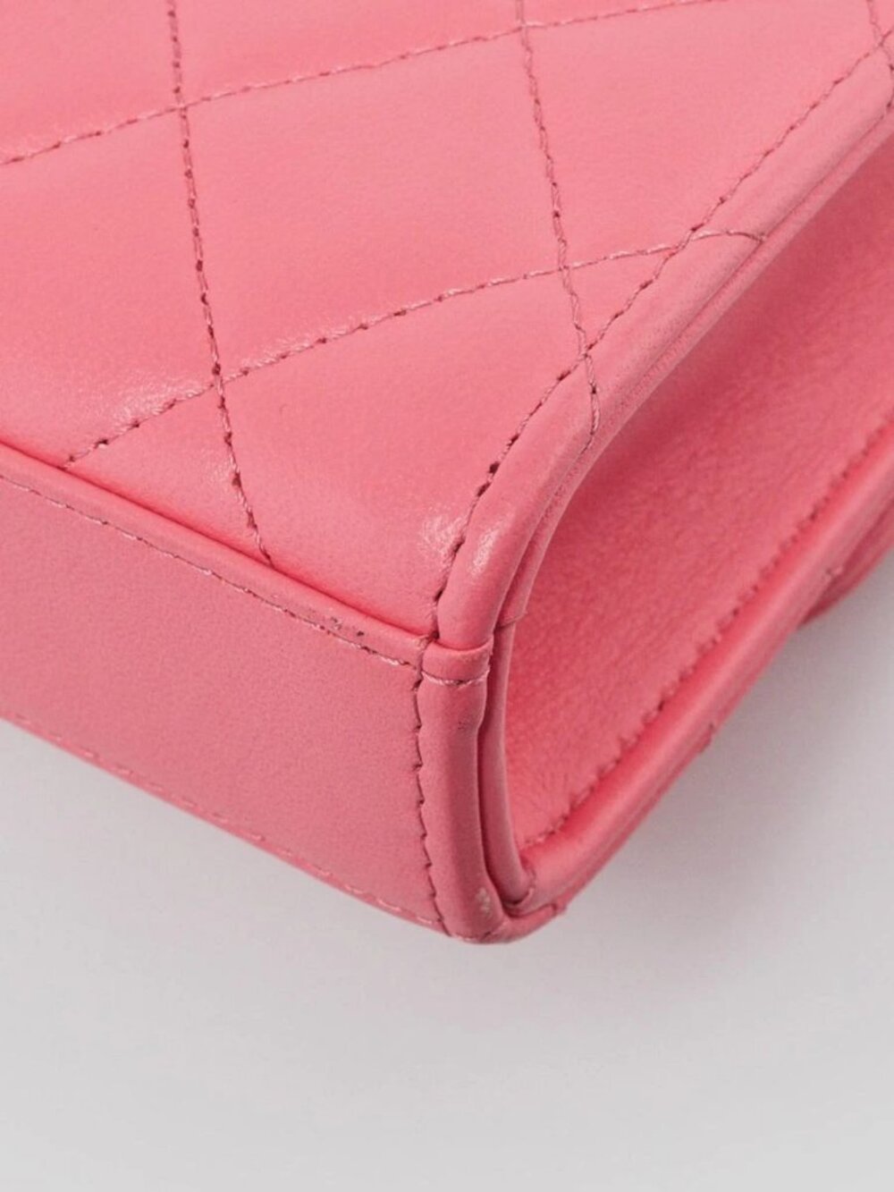 Chanel Coral Quilted Lambskin Leather Mini Trendy CC Clutch with Chain Bag - Picture 10 of 11